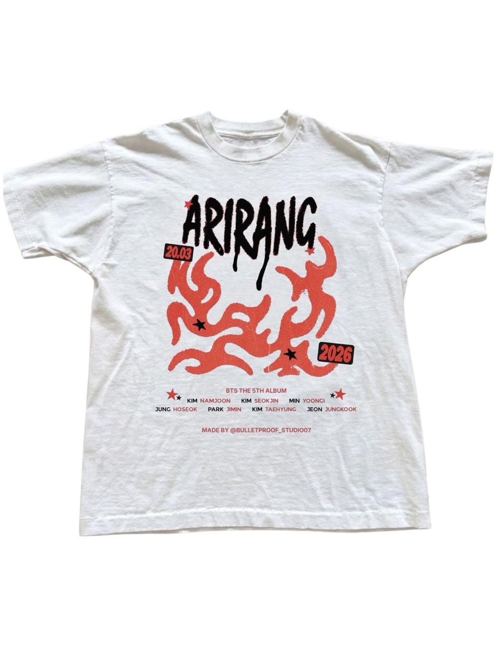 Gildan Arirang Graphic Tee — White with Red Print